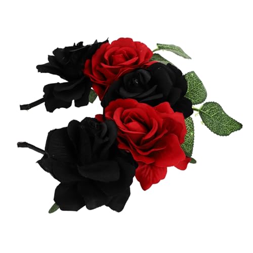 LOLIPPYY Halloween Rosen Haarreif Damen Rote und Schwarze Simulation Blume Stirnband Karneval Party Cosplay Zubehör für Festliche Stimmung LOLIPPYY Halloween Rosen Haarreif Damen Rote und Schwarze Simulation Blume Stirnband Karneval Party Cosplay Zubehör für Festliche Stimmung von LOLIPPYY