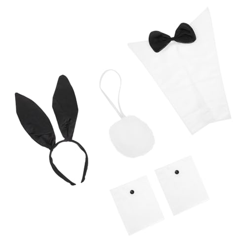 LOLIPPYY Hasenohren Haarreif Set mit Hasenschwanz Fliege und Armbändern Kreatives Bunny Kostüm Zubehör für Erwachsene für Karneval Halloween und Cosplay Partys von LOLIPPYY