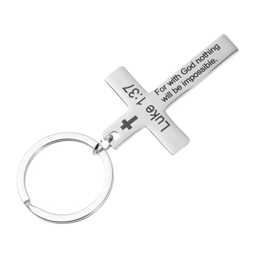 LOLIPPYY Kreuz Schlüsselanhänger Gravierter Schlüsselanhänger Christlicher Schlüsselanhänger Anhänger Schlüsselanhänger Retro-Schlüsselanhänger Schlüsselanhänger für Mädchen Silver LOLIPPYY Kreuz Schlüsselanhänger Gravierter Schlüsselanhänger Christlicher Schlüsselanhänger Anhänger Schlüsselanhänger Retro-Schlüsselanhänger Schlüsselanhänger für Mädchen Silver von LOLIPPYY