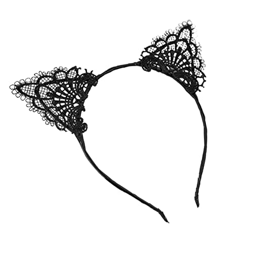 LOLIPPYY Lace Katzenohren Haarband Schwarz Party Stirnband Cosplay Masquerade Kostüm Damen Weihnachten von LOLIPPYY