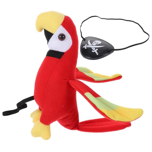 LOLIPPYY Leichtes Piratenkostüm mit Plüsch Schulterpapagei und Augenklappe Halloween Cosplay Zubehör für Piratenpartys Karneval Maskerade und Bühnenauftritte Teiliges von LOLIPPYY