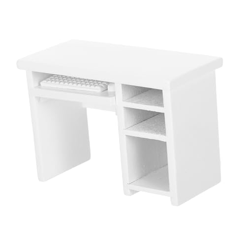 LOLIPPYY Maßstab Holz Modell mit Computer Tastatur Realistisches Mini Möbel Zubehör Einfach Montierbar Langlebig für Spielszene und Dekoration von LOLIPPYY