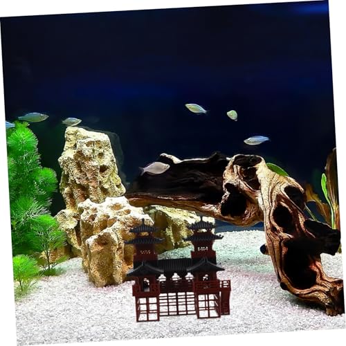 LOLIPPYY Miniatur Doppel Ornament Simuliertes Asiatisches Pavillon Mikro Landschaftsfigur Vielseitige Gartendekoration für Bonsai Innen und Außenbereich Aquarium Zubehör von LOLIPPYY