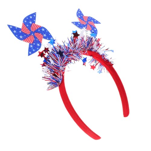 LOLIPPYY Patriotisches Unabhängigkeitstag Haarband mit Kreativem Windrad Design Rot Weiß Blau Vielseitiges Haarschmuck Accessoire für Festliche Partys und Patriotische Feiern von LOLIPPYY