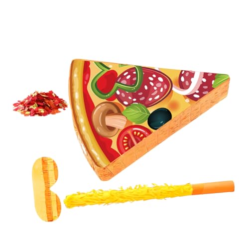 LOLIPPYY Pizza Piñata Kindergeburtstag mit Augenbinde und Konfetti Lustige Lebensmittel Deko für Geburtstagsfeiern Cinco De Mayo und Partyspaß von LOLIPPYY