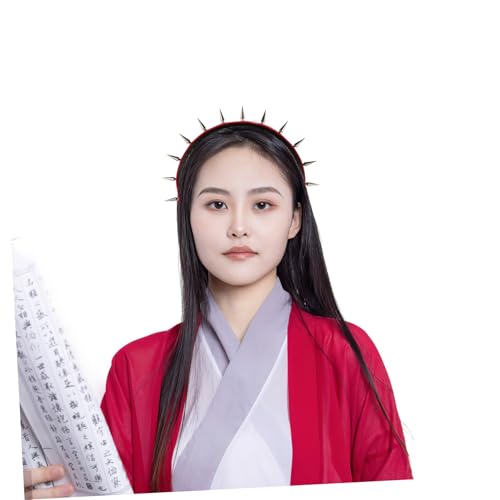 LOLIPPYY Punk Haarreif mit Nieten Langlebig Stabil Damen Kopfschmuck für Halloween Cosplay Festival Modisches Rotes Stirnband LOLIPPYY Punk Haarreif mit Nieten Langlebig Stabil Damen Kopfschmuck für Halloween Cosplay Festival Modisches Rotes Stirnband von LOLIPPYY