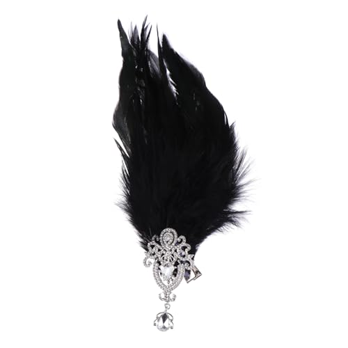 LOLIPPYY Retro Feder Haarzubehör haarschmuck Cosplay-Kopfschmuck Party-Kopfbedeckung Federhaarband Bühnenhaarband Party-Kopfschmuck Federstirnband Strass-Stirnband Black von LOLIPPYY