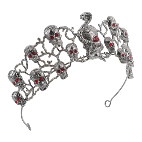 LOLIPPYY Rhinestone Skull Crown Halloween Haarreif Goth Tiara mit Alloy Headpiece für Festival Bankett Damen Kostüm Accessoire LOLIPPYY Rhinestone Skull Crown Halloween Haarreif Goth Tiara mit Alloy Headpiece für Festival Bankett Damen Kostüm Accessoire von LOLIPPYY