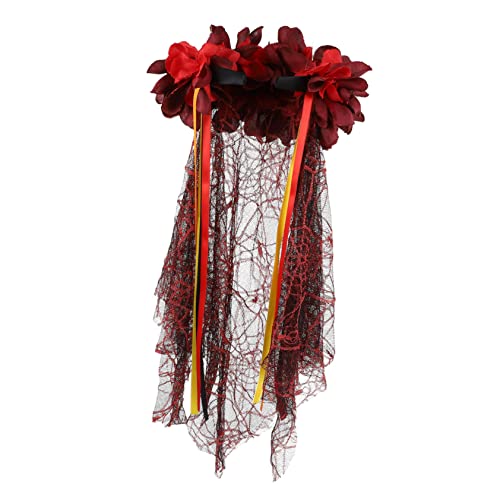 LOLIPPYY Rosenrotes Gauze Haarband Damen Party Kopfschmuck Leichtes Praktisches Stirnband als Foto Requisite und Modisches Accessoire für Frauen und Mädchen von LOLIPPYY