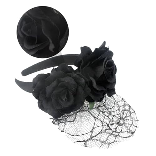 LOLIPPYY Schwarzes Cosplay Haarschmuck Netzstoff Haarreif für Tanzparty Halloween Festival Leichte Kopfbedeckung Damen von LOLIPPYY
