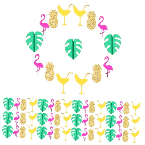LOLIPPYY Tropisches Partystreukonfetti Hawaii Tischdeko mit Glitter Pailletten Monstera Ananas Flamingo Sommer Strand Dekoration für Geburtstagsfeier Kinderparty Geschenkverpackung von LOLIPPYY