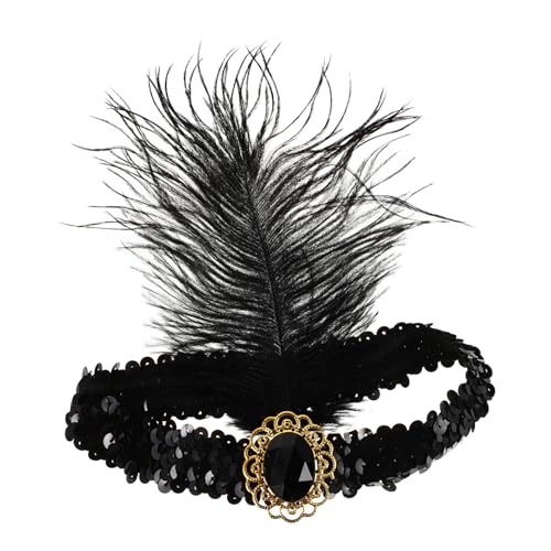 LOLIPPYY Vintage Jahre Flapper Haarreif mit Schwarzen Federn und Pailletten Elegantes Kostüm Accessoire für Damen Komfortabler Sitz für Partys und Maskeraden LOLIPPYY Vintage Jahre Flapper Haarreif mit Schwarzen Federn und Pailletten Elegantes Kostüm Accessoire für Damen Komfortabler Sitz für Partys und Maskeraden von LOLIPPYY