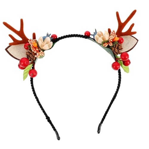 LOLIPPYY Weihnachtliches Rentier Geweih Stirnband mit und Beeren Leichtes Passendes Cosplay Haarreif für Weihnachtsfeier Festival Bühnenauftritt und Festliche Kostüme von LOLIPPYY