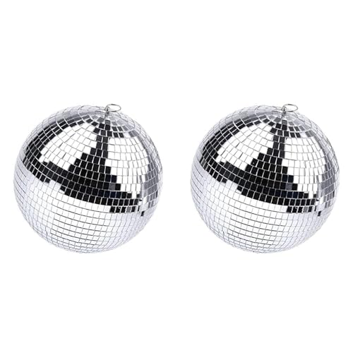 LOLPALONE 2 x Discokugel mit Spiegelkugel zum Aufhängen von Lichteffekten für Partys, Dekorationen für Zuhause, Clubtage(20cm) von LOLPALONE