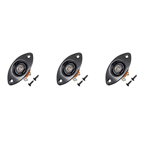 LOLPALONE Oval Indented Guitar Jack Plate30 Oval Indented Guitar Jack Platte und Buchse Schwarz Hohe Qualität, 3 Packungen von LOLPALONE