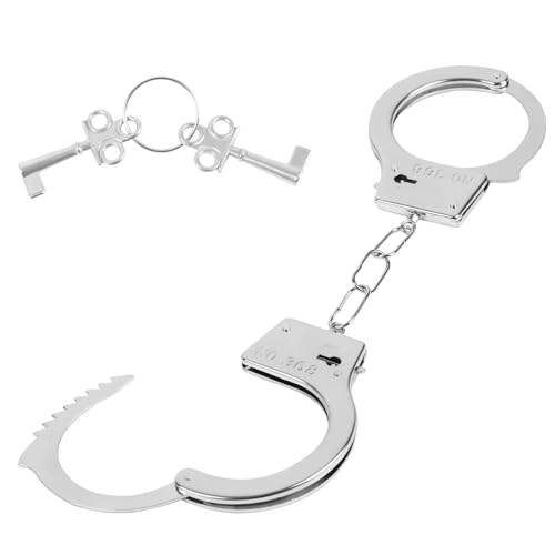 LOMIMOS Handschellen für Kinder，Silber Handschellen aus Metall mit Schlüssel Für Halloween Karneval für Polizeispiele Party von LOMIMOS