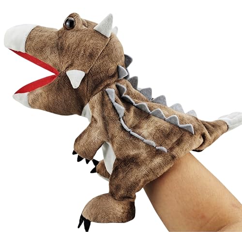 LOMTRATS Dinosaurier-Handpuppen für Kinder, Kleinkind enthält Triceratops und Tyrannosaurus Rex mit beweglichen offenen Mündern, perfekt zum Geschichtenerzählen,Geburtstagsgeschenke von LOMTRATS