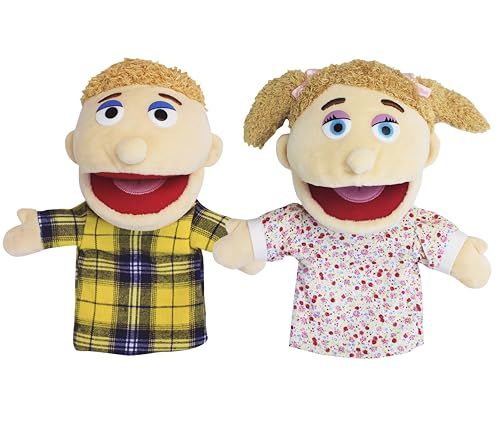 LOMTRATS Familie Handpuppen für Kinder, beinhaltet Opa, Oma, Papa, Mama, Tochter, Sohn mit beweglichen offenen Mund, perfekt für Storytelling, Unterricht, Vorschule, Geburtstagsgeschenke,2 Pcs von LOMTRATS