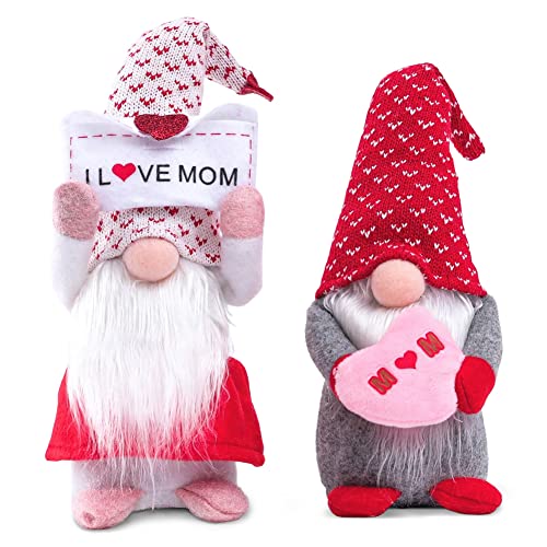LOMUG 2 Stück Muttertag Deko Wichtel Frühling Figuren Frühlingsdeko Geschenke Handgemachte Tischdekoration Basteln Wichtel Deko Familie Festliche Geschenk zum Geburtstag für Mama, Geschenke für Mama von LOMUG