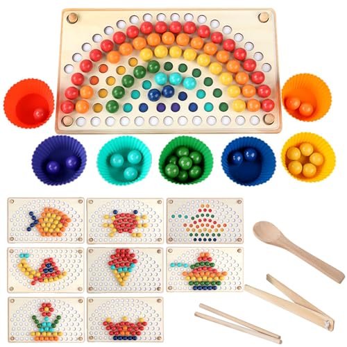 LOMUG Montessori Spielzeug, Rainbow Bead Game, motorikspielzeug ab 3 Jahre, feinmotorik ab 2 3 4 5 Jahre, Kinder Hände Augen Gehirn Training, Clip Perlen Puzzle Brettspiele Spielzeug für 3 4 5 Jahre LOMUG Montessori Spielzeug, Rainbow Bead Game, motorikspielzeug ab 3 Jahre, feinmotorik ab 2 3 4 5 Jahre, Kinder Hände Augen Gehirn Training, Clip Perlen Puzzle Brettspiele Spielzeug für 3 4 5 Jahre von LOMUG