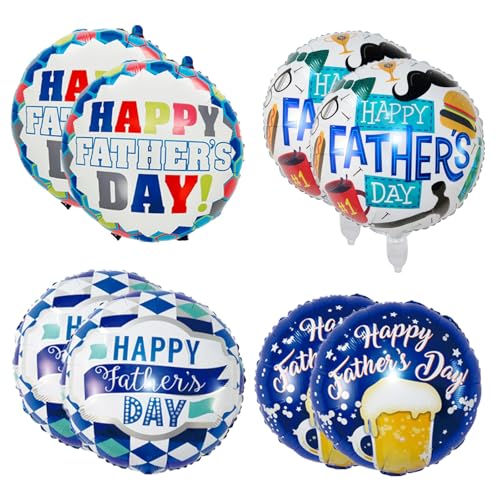 8 Stück Vatertagsdekorationen Folienballons 45,7 cm Happy Fathers Day Blau Runde Ballon Selbstaufblasende Heliumballons für Vatertag Party Dekoration, 4 Muster 8 Stück Vatertagsdekorationen Folienballons 45,7 cm Happy Fathers Day Blau Runde Ballon Selbstaufblasende Heliumballons für Vatertag Party Dekoration, 4 Muster von LOMYLM