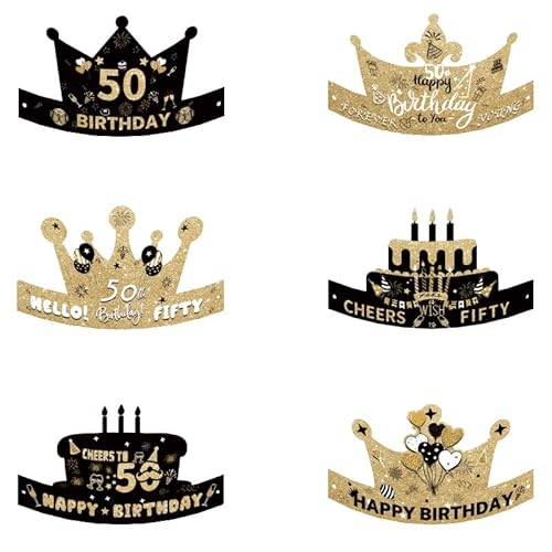 Partyhüte zum 50. Geburtstag für Erwachsene, 50. Geburtstag, Kronen zum 50. Geburtstag, Stirnbänder, Cheers to 50, Hello 50, Papierhüte, Party-Dekoration, Selfie-Foto-Requisiten, Kopfbedeckung, von LOMYLM