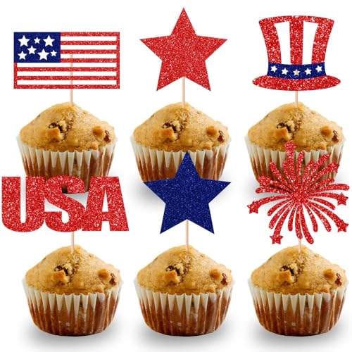 Tortenaufsätze mit amerikanischer Flagge, 4. Juli, USA, Unabhängigkeitstag, Dekoration, Kuchendekoration, rot, weiß, blau, Stern, Cupcake-Topper, Lebensmittel, Obst, Picks, USA, amerikanische Tortenaufsätze mit amerikanischer Flagge, 4. Juli, USA, Unabhängigkeitstag, Dekoration, Kuchendekoration, rot, weiß, blau, Stern, Cupcake-Topper, Lebensmittel, Obst, Picks, USA, amerikanische von LOMYLM