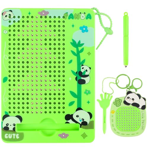 LONEEDY 2er-Pack magnetisches Zeichenbrett-Set für Kinder ab 3 Jahren, süßes Panda Spielzeug Zum Stressabbau-Zeichenbrett mit Perlen und magnetischem Eingabestift (Grün) von LONEEDY