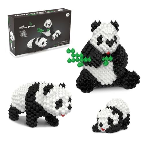 LONESTAR Kadele Panda-Baustein-Set | 3 süße Pandas | Stabile Konstruktion | Pandafamilie | DIY | aus speziellen Klemmbausteinen | Pandabärchen | 3D Puzzle von LONESTAR