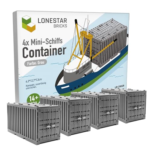 LONESTAR Klemmbausteine Schiffs Container Set, 4X Frachtcontainer Grau, kompatibel mit Klemmbaustein Systemen, realistisches Design, stapelbar, kreativ erweiterbar, Zubehör für Hafen-Szenarien LONESTAR Klemmbausteine Schiffs Container Set, 4X Frachtcontainer Grau, kompatibel mit Klemmbaustein Systemen, realistisches Design, stapelbar, kreativ erweiterbar, Zubehör für Hafen-Szenarien von LONESTAR
