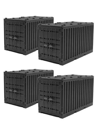 LONESTAR Klemmbausteine Schiffs Container Set, 4X Frachtcontainer Schwarz, kompatibel mit Klemmbaustein Systemen, realistische Details, erweiterbar, kreatives Bauen, Hafen Zubehör LONESTAR Klemmbausteine Schiffs Container Set, 4X Frachtcontainer Schwarz, kompatibel mit Klemmbaustein Systemen, realistische Details, erweiterbar, kreatives Bauen, Hafen Zubehör von LONESTAR