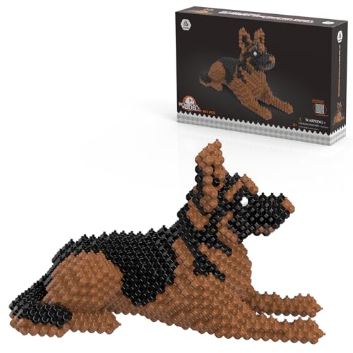 LONESTAR Mini Klemmbausteine, Deutscher Schäferhund 3D Modell, Mikrobausteine Hunde Serie, realistisches Design, 841 Teile Set, kreative Bauprojekte, DIY Modellbau, Micro Bricks, Lernspielzeug von LONESTAR