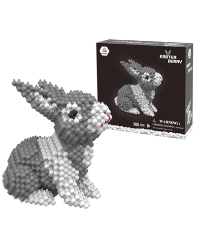 LONESTAR Spezial Klemmbausteine Großer Hase 3D 660 Teile, Kadele Blocks Serie, Mikrobausteine DIY Set mit Sortierbox, stabile Bausteine aus ABS Kunststoff, kreative Osterdeko in Grau und Weiß LONESTAR Spezial Klemmbausteine Großer Hase 3D 660 Teile, Kadele Blocks Serie, Mikrobausteine DIY Set mit Sortierbox, stabile Bausteine aus ABS Kunststoff, kreative Osterdeko in Grau und Weiß von LONESTAR