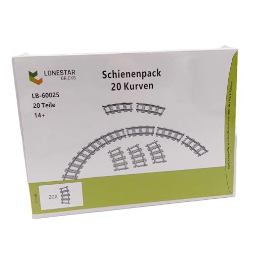 LONESTAR Klemmbausteine City Schienen 20x Kurven, Erweiterungspaket, kompatibel mit Klemmbausteinen, robuste Kurvenschienen für Eisenbahn, DIY Set für Stadtbau, Zubehör für Kinder und Erwachsene LONESTAR Klemmbausteine City Schienen 20x Kurven, Erweiterungspaket, kompatibel mit Klemmbausteinen, robuste Kurvenschienen für Eisenbahn, DIY Set für Stadtbau, Zubehör für Kinder und Erwachsene von LONESTAR