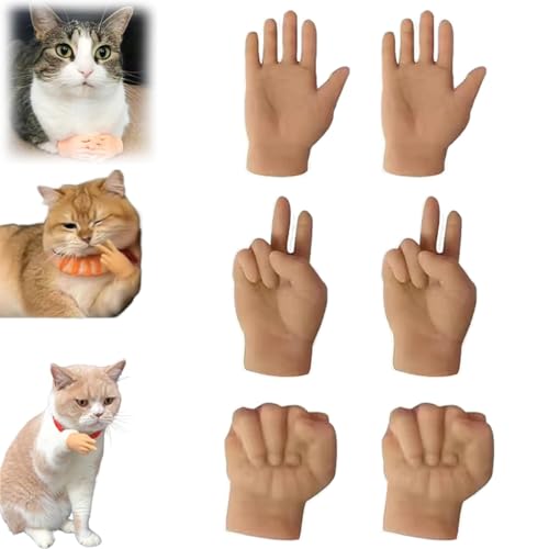 Mini Hands for Cats, Tiny Hands for Cats Crossed, Mini Human Hands for Cats, Pet Funny Fingers, Tiny Folded Hands for Cat Paw, Finger Puppet, for Cats, Dogs. (A) von LONGSAO