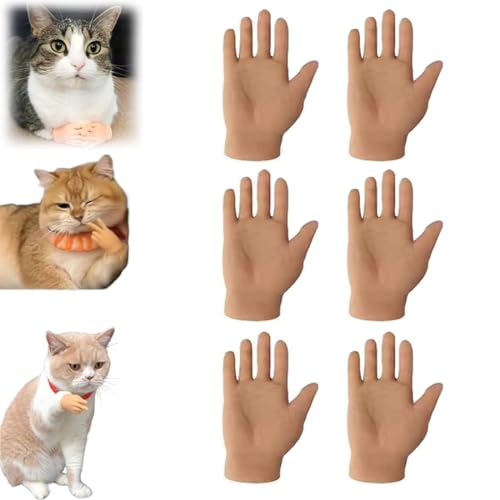 Mini Hands for Cats, Tiny Hands for Cats Crossed, Mini Human Hands for Cats, Pet Funny Fingers, Tiny Folded Hands for Cat Paw, Finger Puppet, for Cats, Dogs. (B) von LONGSAO