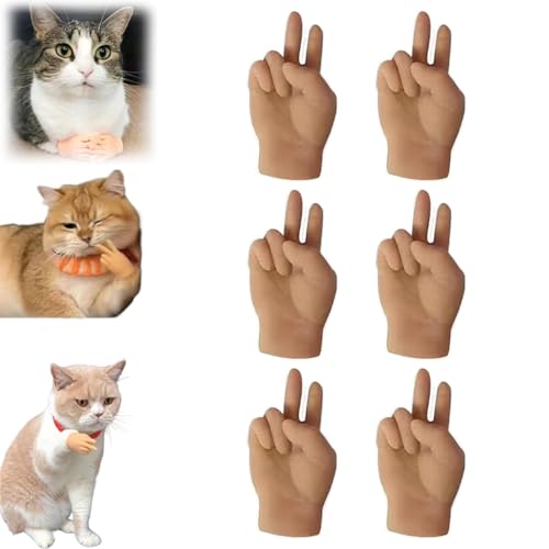 Mini Hands for Cats, Tiny Hands for Cats Crossed, Mini Human Hands for Cats, Pet Funny Fingers, Tiny Folded Hands for Cat Paw, Finger Puppet, for Cats, Dogs. (C) von LONGSAO