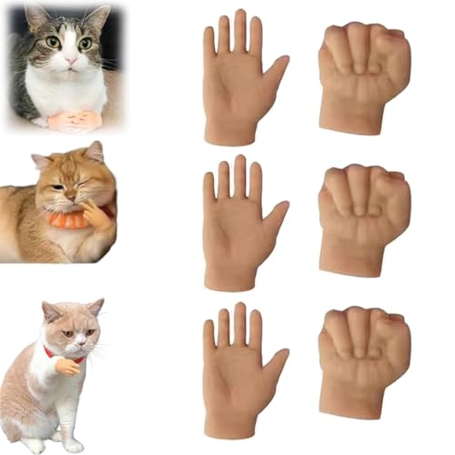 Mini Hands for Cats, Tiny Hands for Cats Crossed, Mini Human Hands for Cats, Pet Funny Fingers, Tiny Folded Hands for Cat Paw, Finger Puppet, for Cats, Dogs. (F) von LONGSAO