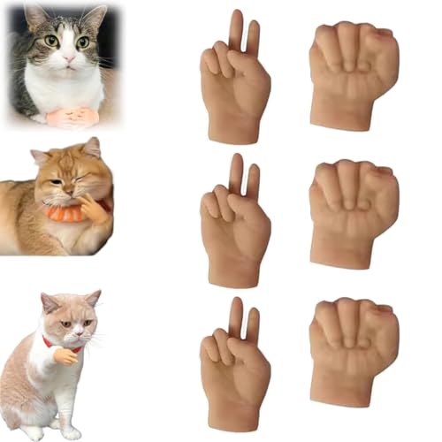 Mini Hands for Cats, Tiny Hands for Cats Crossed, Mini Human Hands for Cats, Pet Funny Fingers, Tiny Folded Hands for Cat Paw, Finger Puppet, for Cats, Dogs. (G) von LONGSAO