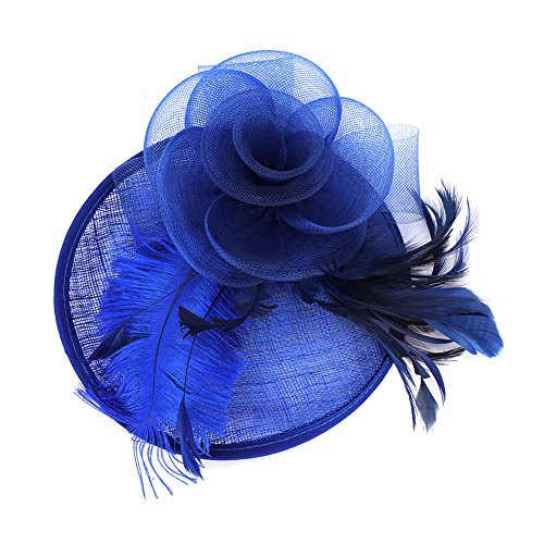 Fascinator Damen Frauen Braut Haarschmuck aus Mesh Federn Pillbox-Hut elegant Netzschleier vintage Headwear Haar Accessoire Kopfbedeckung Blumen Stirnband für Karneval Tea Party Cocktail Cosplay von LONTG