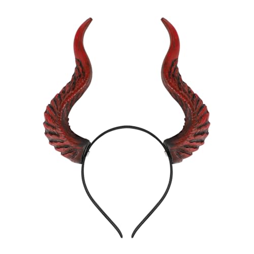 Haarreif mit Teufelshörnern Halloween Teufel Hörner Stirnband Gotische Ochse Horn Haarband Cosplay Kopfschmuck Dämon Kostüm Königin Gothic Hexe Haarschmuck Frauen Damen für Karneval Kostüm Party von LONTG