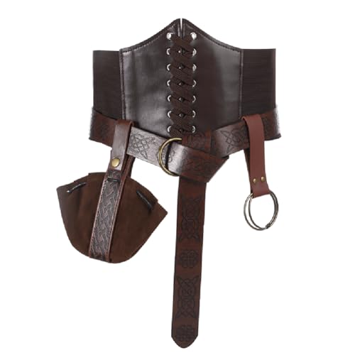 LONTG Mittelalter Set Damen Wikinger Kostüm Verkleidung Kunstleder Gürtel Korsett Wikinger Tasche Vintage Muster Mittelalterliches Zubehör Piratenkostüm für Halloween LARP Cosplay Dekoration Karneval LONTG Mittelalter Set Damen Wikinger Kostüm Verkleidung Kunstleder Gürtel Korsett Wikinger Tasche Vintage Muster Mittelalterliches Zubehör Piratenkostüm für Halloween LARP Cosplay Dekoration Karneval von LONTG