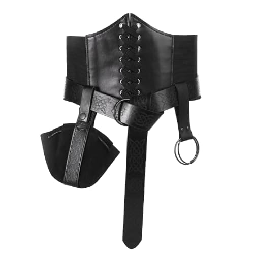 LONTG Mittelalter Set Damen Wikinger Kostüm Verkleidung Kunstleder Gürtel Korsett Wikinger Tasche Vintage Muster Mittelalterliches Zubehör Piratenkostüm für Halloween LARP Cosplay Dekoration Karneval LONTG Mittelalter Set Damen Wikinger Kostüm Verkleidung Kunstleder Gürtel Korsett Wikinger Tasche Vintage Muster Mittelalterliches Zubehör Piratenkostüm für Halloween LARP Cosplay Dekoration Karneval von LONTG