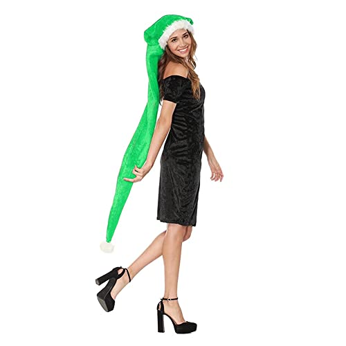 LONTG Weihnachtsmütze Erwachsene Nikolausmütze 150 cm lang Santa Mütze mit Bommel Kuschelige Weihnachtsmann Mütze Weihnachtsfeier Party Kostüm Damen Herren Schalmütze für Weihnachten Karneval Cosplay von LONTG