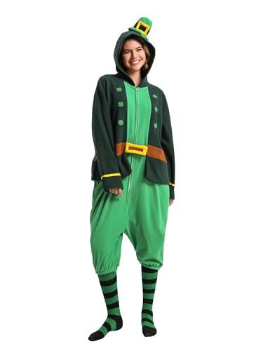 LONULAIN Unisex-Kostüm für Erwachsene, St. Patrick's Day, grüner Kobold, Cosplay-Kostüm, Anzug, Frack, Jacke, Grüner Kobold, XXL von LONULAIN