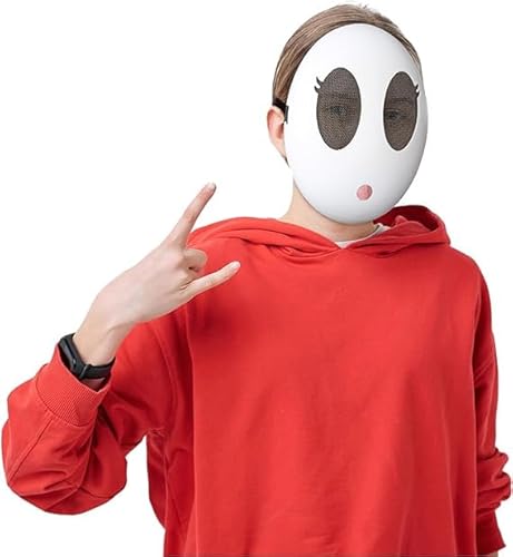 LOOPES Shy Guy Maske Mädchen Lustige Maske Halloween Maske Jumpman Weiße Maske Voll Face Maske Partymaske Halloween Cosplay Kostüm für Kinder Halloween Karneval Fasching Cosplay Party LOOPES Shy Guy Maske Mädchen Lustige Maske Halloween Maske Jumpman Weiße Maske Voll Face Maske Partymaske Halloween Cosplay Kostüm für Kinder Halloween Karneval Fasching Cosplay Party von LOOPES