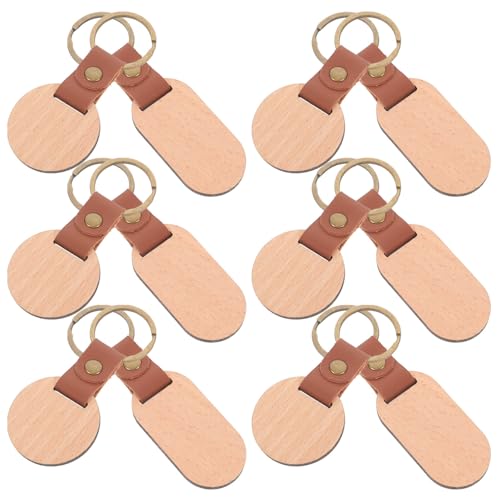 LOORGVEL 10 Stück Teiliges Blanko Schlüsselanhänger aus Massivem Buchenholz Gravierbar Glatte Oberfläche Robust und Langlebig Geeignet für DIY Basteln Auto Hausschlüssel Personalisierbar von LOORGVEL