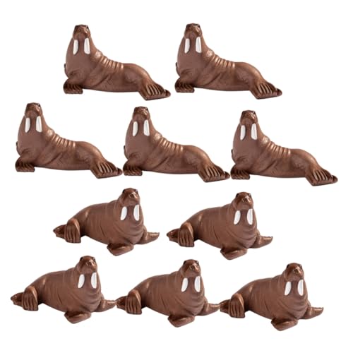 LOORGVEL 10 Stück Teiliges Mini Walross Figuren aus Robustem Resin Realistische Meeres-Tier-deko für Aquarium DIY Fischbecken Landschaftsgestaltung Kleine Sensorische Tiermodelle von LOORGVEL