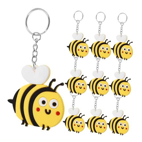 LOORGVEL 10 Stück Teiliges Niedlicher Cartoon Bienen Schlüsselanhänger Vielseitige Taschen und Schlüssel Deko Niedliche Gelbe Bienen Anhänger als Mitgebsel und Accessoire für Schlüssel und von LOORGVEL