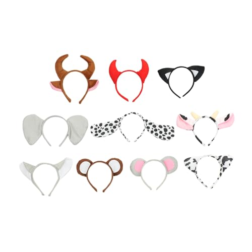 LOORGVEL 10 Stück Teiliges Plüsch tierohren stirnband Weiche Cosplay Haarreife für Party Karneval Geburtstag Weihnachts Maskenball Komfortabel Rutschfest Geeignet für Damen und Mädchen von LOORGVEL